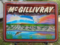 Mc Gillivray,residential sandblasted cedar sign,Recreational Property sign,Palliser Park Sask,Handcrafted by Condor signs Vernon BC,Artist painted,