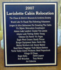 Bronze memorial plaque for Laviolette Cabin Relocation for the Chase Museum by condor signs Vernon BC