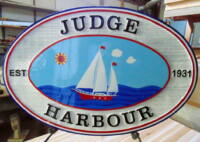 Judge Harbour Edmonton cottage sign made for solid cedar wood by Condor Signs BC