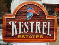 Kestrel Estates A new sign to repace the original.Wood sign restrion and rebuilds by Condor Signs Vernon BC