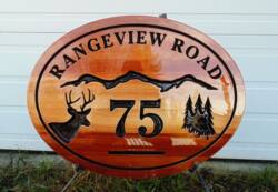 Farm acreage V routed cedar sign for Lumby BC.Condor Signs Vernon BC.