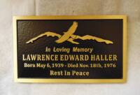 Bronze metal memorial plaque for a grave marker in Barriere BC.custom designed and manfactured through Condor Signs Vernon BCMemorial plaques drop shipped to your door anywhere..