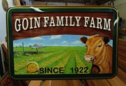 Cedar Farm Signs Canada.This custom made artist painted and sandblasted sign was made By Condor signs Vernon BC