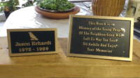 Bronze memorial plaques for benches buildings and graves.Order yours through Condor signs Vernon BC