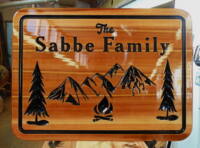 wood sign for cabin made of cedar custom made designed by Condor signs Vernon
