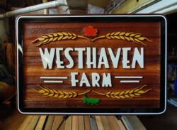 Farm signs Canada Handcrafted wood signs for BC,Alberta Sask.Ontario,and around the world by Condor signs Venon BC. Canada.