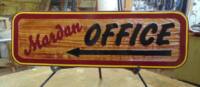 Mardan Sawmill Vernon BC custom made sign of sandblasted wood.By Condor Signs Vernon Okanagan BC