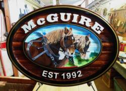 Cedar sandblasted wood farm sign in Ontario Canada.Handcrafted and artist painted by Condor signs Vernon BC