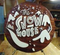 cedar sandblasted wood sign for residence at Silver Star Mountain Resort.Handcrafted and hand painted by Condor Signs Vernon BC