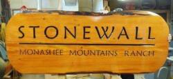 CNC Carved wood sign Stonewall ranch.One piece live edge fir slab.Condor Signs Vernon BC